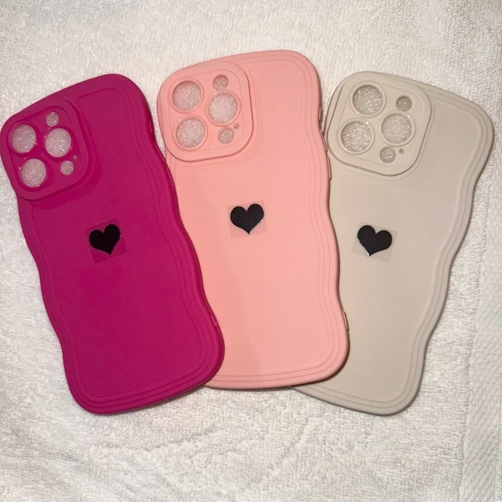 Set of 3 Soft Silicone Cases for iPhone 15 Pro Max - Pink, Peach and White -